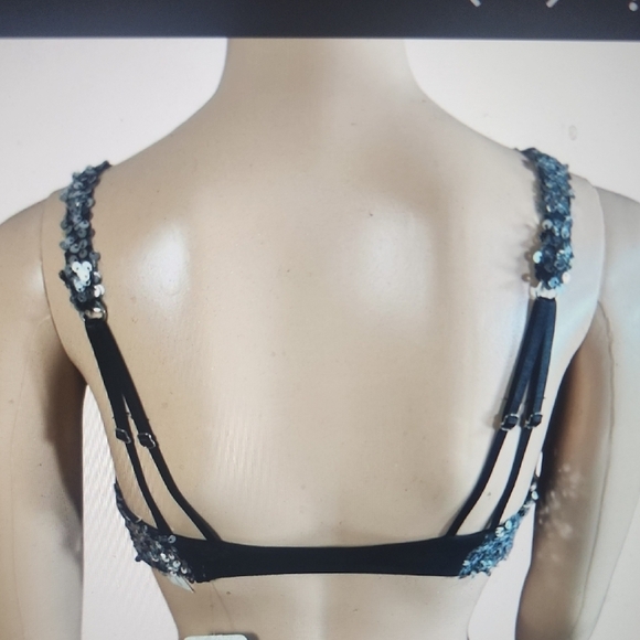Free People Silver Sequin Sparks Fly Bralette Size XL - Picture 3 of 5